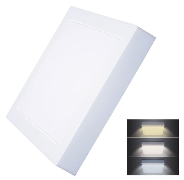 SOLIGHT LED mini panel CCT, přisazený, 18W, 1530lm, 3000K, 4000K, 6000K, čtvercový bílý