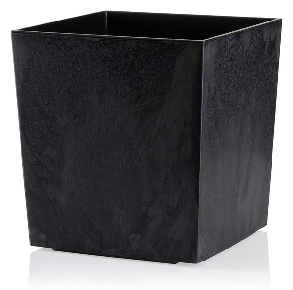 PLASTOVÝ KVĚTINÁČ FLORE 19X19 CM IMITACE BETONU ČERNÁ