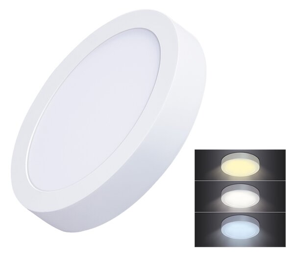SOLIGHT LED mini panel CCT, přisazený, 12W, 900lm, 3000K, 4000K, 6000K, kulatý bílý