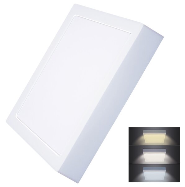 SOLIGHT LED mini panel CCT, přisazený, 24W, 1800lm, 3000K, 4000K, 6000K, čtvercový bílý
