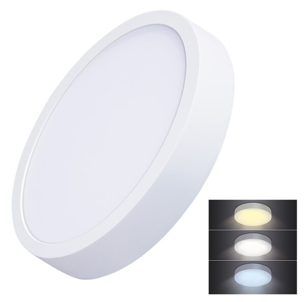 SOLIGHT LED mini panel CCT, přisazený, 24W, 1800lm, 3000K, 4000K, 6000K, kulatý bílý