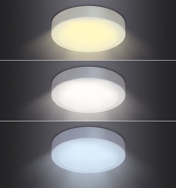 SOLIGHT LED mini panel CCT, přisazený, 12W, 900lm, 3000K, 4000K, 6000K, kulatý bílý