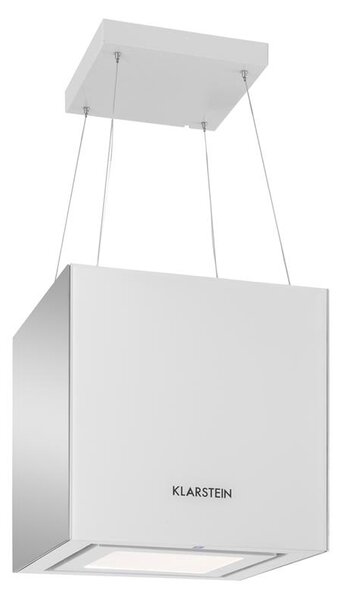 Klarstein Kronleuchter, digestoř, 45 cm, ostrůvková, 600 m³/h, LED, sklo, zrcadlové strany, bílá
