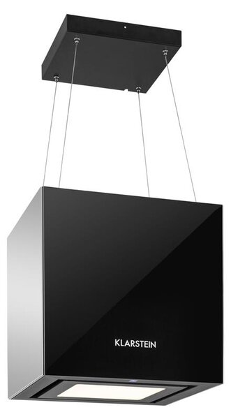 Klarstein Kronleuchter, digestoř, 45 cm, ostrůvková, 600 m³/h, LED, sklo, zrcadlové strany, černá