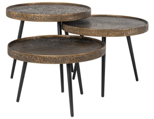 Set tří mosazných kovových odkládacích stolků Richmond Luton 54 cm