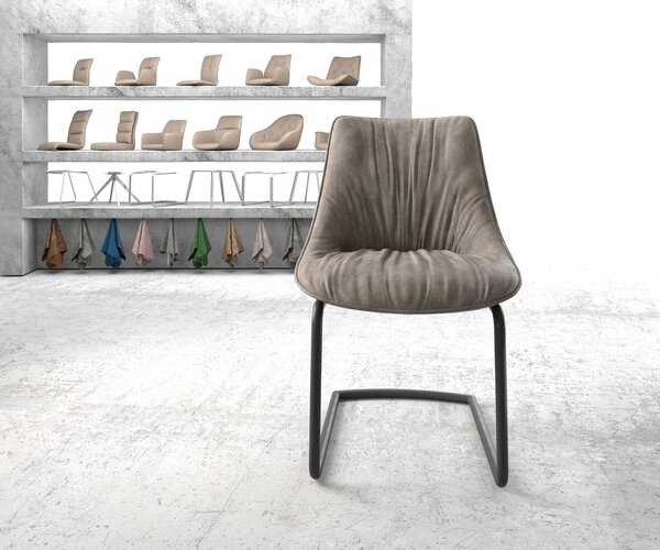 DELIFE Jídelní židle Elda-Flex mikrovlákno taupe vintage jídelní židle kulatá černá