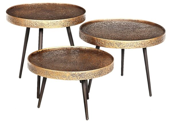 Set tří mosazných kovových odkládacích stolků Richmond Luton 54 cm