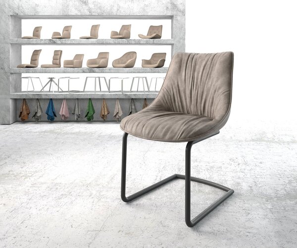 DELIFE Jídelní židle Elda-Flex mikrovlákno taupe vintage jídelní židle kulatá černá