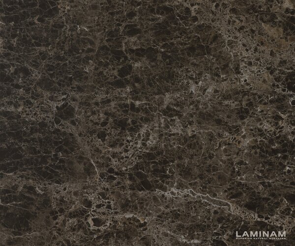 DELIFE Konferenční stolek Ekrem 65x65 cm keramika Laminam®Emperador Extra Lucidato tmavě hnědá Hairpin kov černá
