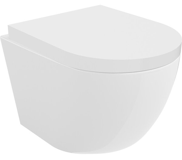 Mexen Lena, závěsná WC mísa 490x360x340 mm, Rimless Tornádo + toaletní WC sedátko z duroplastu, bílá lesklá, 30220200T