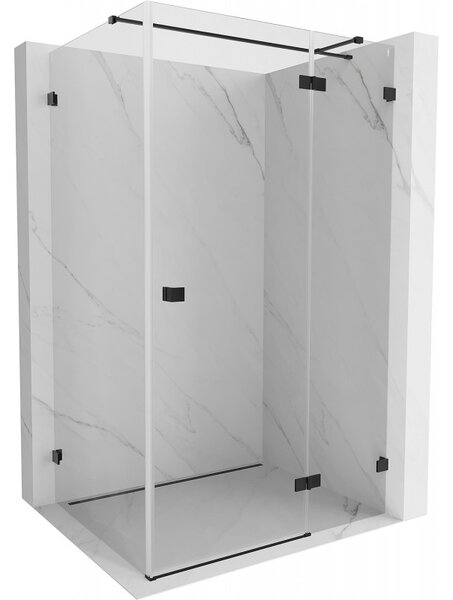 Mexen Lunar T sprchový kout výklopný pravý 130 x 120 cm, průhledný, černý - 834T-130-120-70-00-P