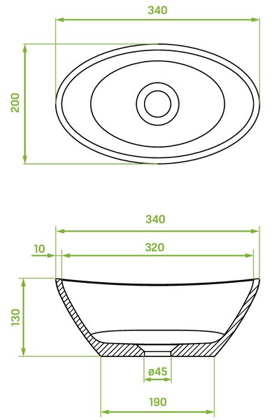 Laveo Vela, granitové umyvadlo na desku 340x200x130 mm, šedá, LAV-VGV1510T