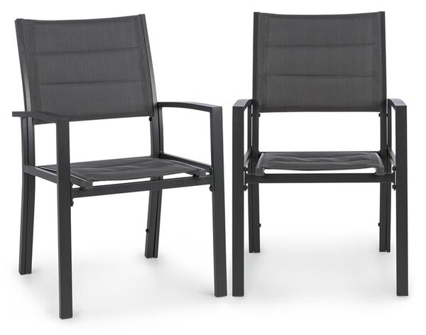 Blumfeldt Torremolinos, zahradní židle, 2ks, hliník, ComfortMesh, tmavěšedé
