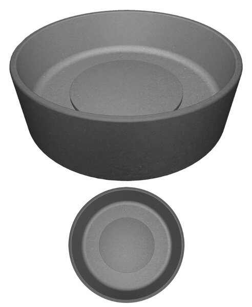 Laveo Perl, granitové umyvadlo na desku 360x360x115 mm, šedá, LAV-VGP1510T