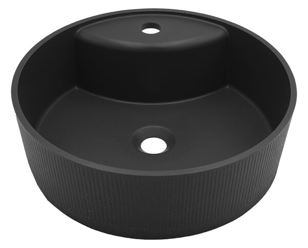Laveo Cliff, granitové umyvadlo na desku 430x430x142 mm, černá, LAV-VGC1710T