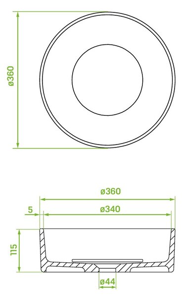 Laveo Perl, granitové umyvadlo na desku 360x360x115 mm, šedá, LAV-VGP1510T