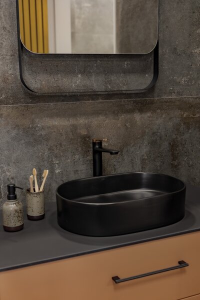 Laveo Desna, umyvadlo na desku 500x350x120 mm, černá matná, LAV-VUD_B250