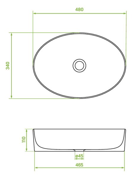 Laveo Desna, umyvadlo na desku 480x340x110 mm, bílá lesklá, LAV-VUD_6248