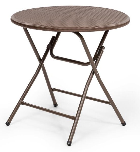 Blumfeldt Burgos round, skládací stůl, polyratan, 80 cm Ø plocha stolu, 4 osoby, hnědý