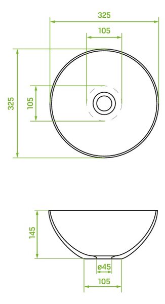 Laveo Sabi, umyvadlo na desku 325x325x145 mm, bílá lesklá, LAV-VUS_6232