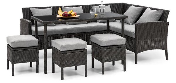 Blumfeldt Titania Dining Lounge set zahradní sedací souprava, černá / světle šedá