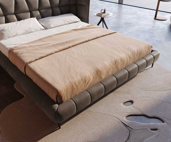 DELIFE Čalouněná postel Capujo 180x200 cm mikrovlákno taupe vintage