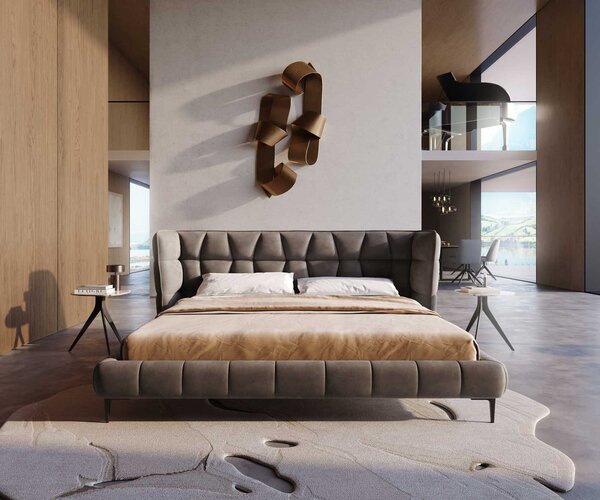 DELIFE Čalouněná postel Capujo 180x200 cm mikrovlákno taupe vintage