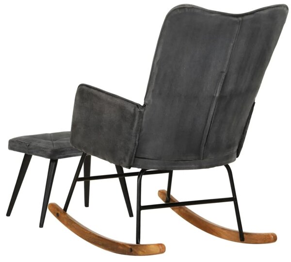 Houpací křeslo s taburetem BestBerg 339702 / 56 × 74 × 93 cm / černá