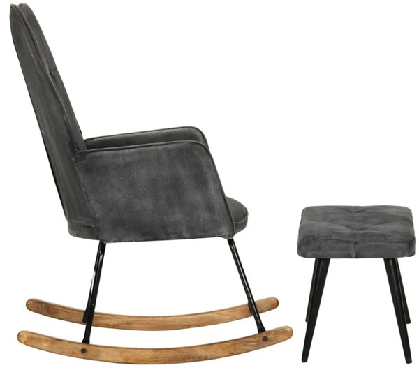 Houpací křeslo s taburetem BestBerg 339702 / 56 × 74 × 93 cm / černá