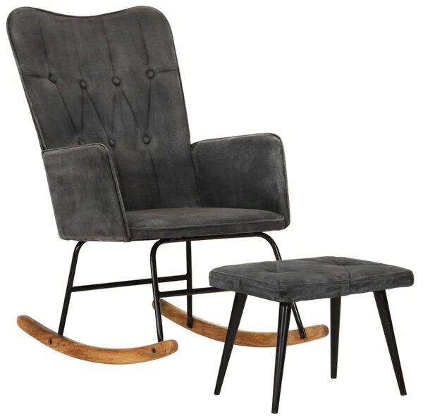 Houpací křeslo s taburetem BestBerg 339702 / 56 × 74 × 93 cm / černá