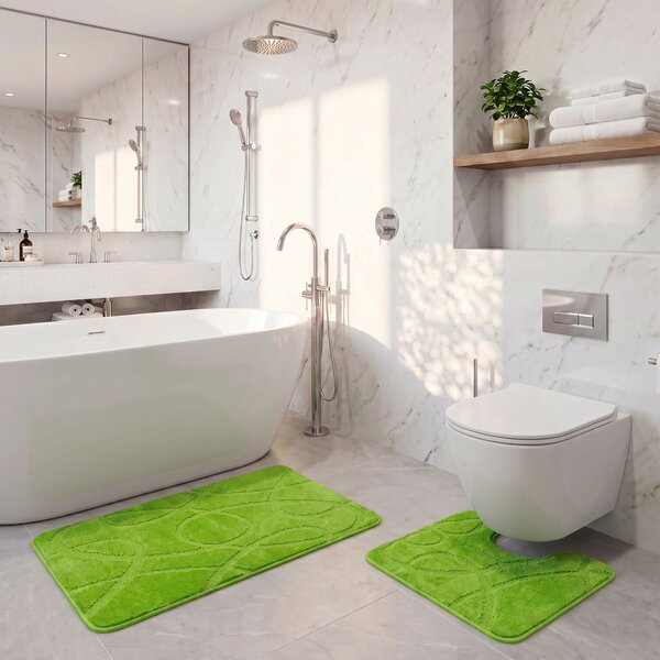 Kvalitex Koupelnová a WC předložka elipsy zelené SADA 60 x 100 cm + 60 x 50 cm