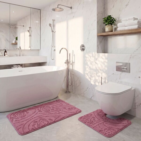 Kvalitex Koupelnová a WC předložka růže lila SADA 60 x 100 cm + 60 x 50 cm