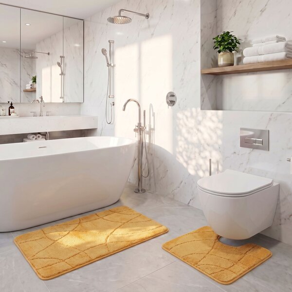Kvalitex Koupelnová a WC předložka labyrint zlatý SADA 60 x 100 cm + 60 x 50 cm