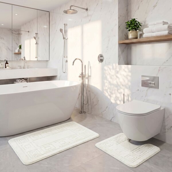Kvalitex Koupelnová a WC předložka ornament smetanový SADA 60 x 100 cm + 60 x 50 cm