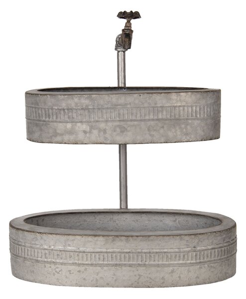 Šedý plechový retro květináč / etažér - 49*22*55 cm - Clayre & Eef