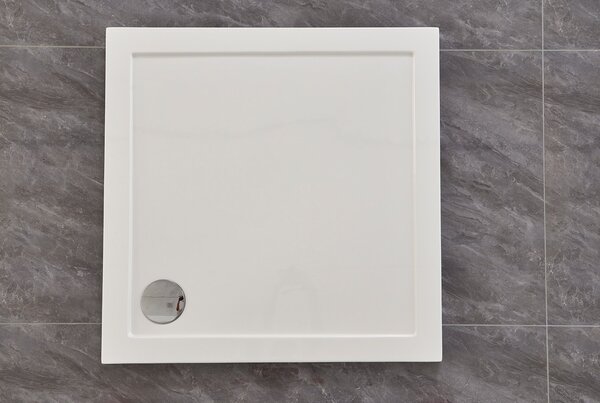 Erga Laos, čtvercová sprchová vanička 80x80x5cm, akrylát, bílá lesklá, ERG-V06-ACR-8080S-WH-CR