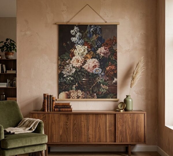 Závěsný textilní obraz květinové zátiší v retro stylu - 80*2*100 cm - Clayre & Eef