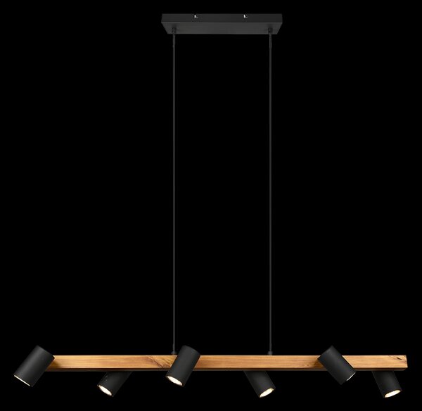 Trio 312490632 závěsné bodové stropní svítidlo Marley 6x35W | GU10 - dřevo, černá