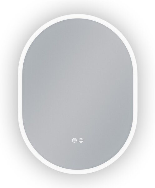 Erga Demi, oválné LED zrcadlo 60x80cm, 3 barvy světla, přední osvětlení, topná podložka proti zapaření, ERG-V01-DEMI-6080-CL