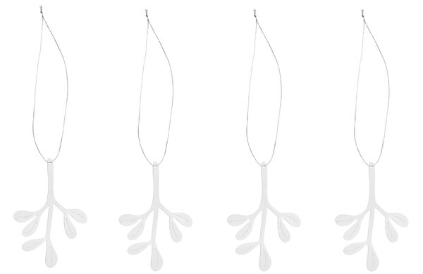 COOEE Design Sada stříbrných ozdob Mistletoe Steel - 4 ks CED490
