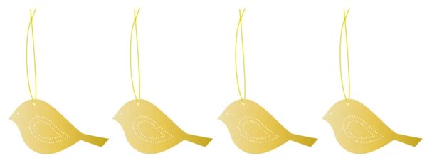 COOEE Design Sada zlatých ozdob Bird Brass - 4 ks CED312