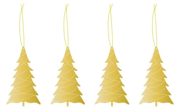 COOEE Design Sada zlatých ozdob Tree Brass - 4 ks CED311
