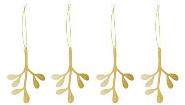 COOEE Design Sada zlatých ozdob Mistletoe Brass - 4 ks CED314
