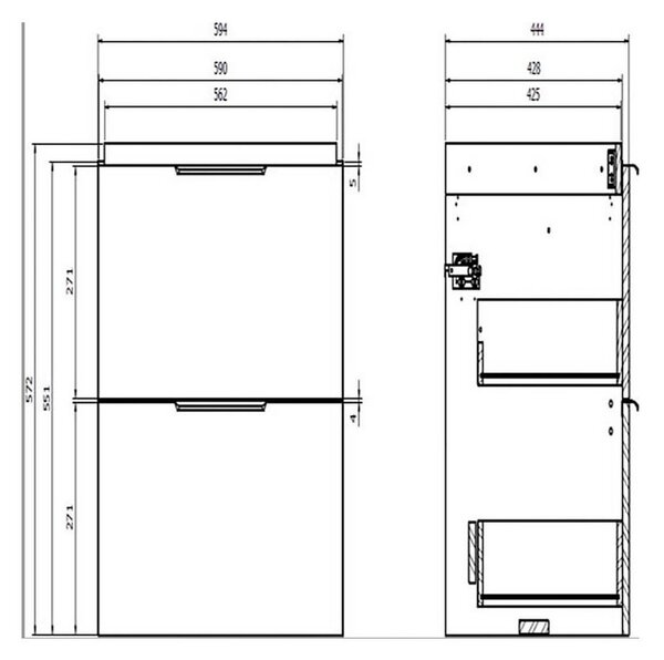 Cersanit Malika, závěsná umyvadlová skříňka 594x450x551 mm, dub, S598-045-DSM