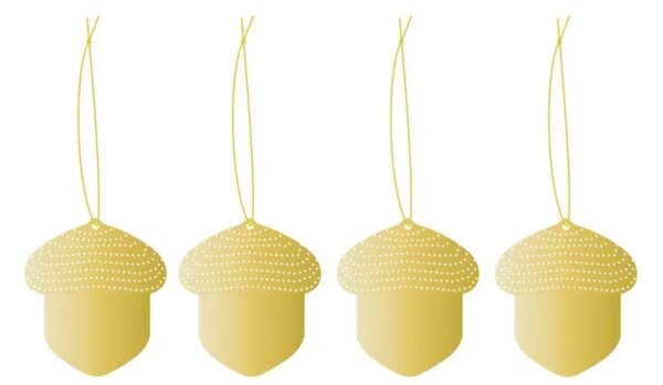COOEE Design Sada zlatých ozdob Acorn Brass - 4 ks CED313