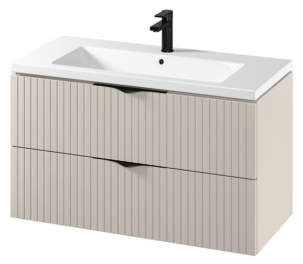 Cersanit Tirso, závěsná umyvadlová skříňka 994x447x572 mm + keramické umyvadlo, béžová matná, S801-548
