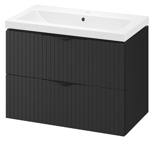 Cersanit Tirso, závěsná umyvadlová skříňka 794x447x572 mm + keramické umyvadlo, černá matná, S801-587