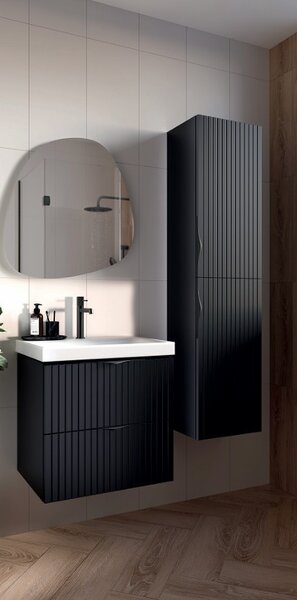 Cersanit Tirso, závěsná umyvadlová skříňka 994x447x572 mm + keramické umyvadlo, černá matná, S801-588