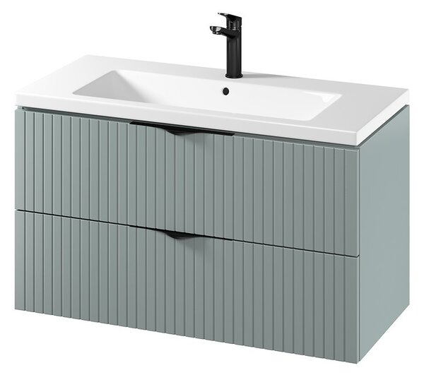 Cersanit Tirso, závěsná umyvadlová skříňka 994x447x572 mm + keramické umyvadlo, zelená matná, S801-546