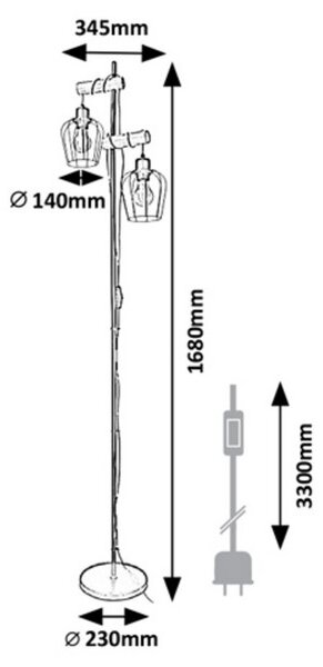 Rabalux Stojací lampa FABIANO 2x40W/E27 - černá, světlé dřevo